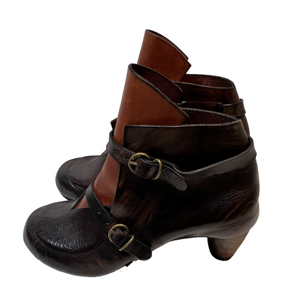 Munoz Vrandecic Handmade Wood Heel Leather Heels Shoes Euro Sz 37 US 6.5 - Picture 2 of 12